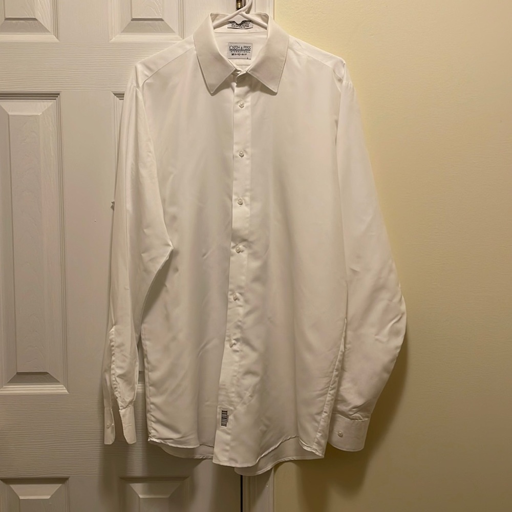 White Men’s Button-Down Shirt, 15-15.5 neck, 36/37, Joseph & Feiss
